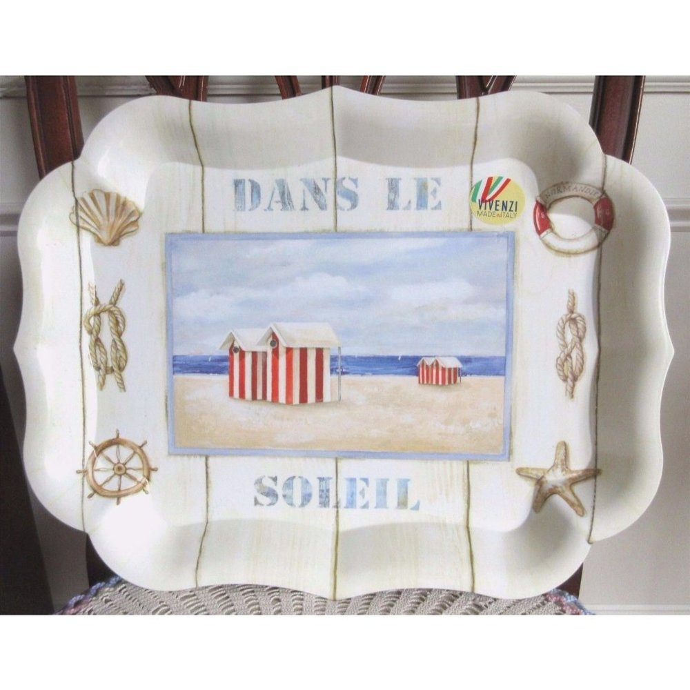VIVENZI Italian Tray Nautical Beach Starfish Shells Ropes Made In Italy New